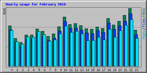 Hourly usage for February 2016